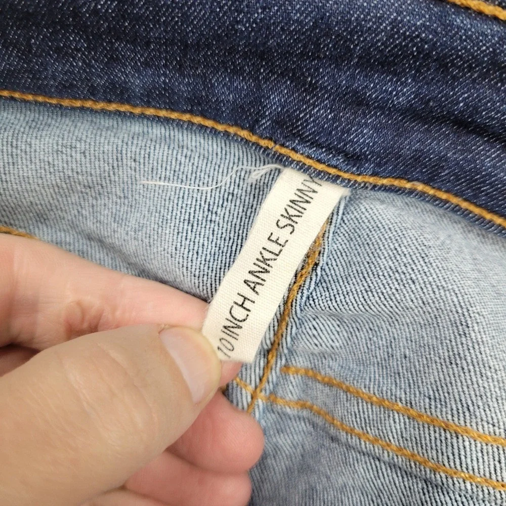 Rag &‎ Bone 10 Inch Ankle Skinny Jeans Womens 24x27 Blue Mad River Raw Hem
